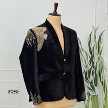 Load image into Gallery viewer, BT2552 Luxury Black Velvet Embellished Blazer for Men Wedding & Party Wear