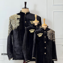 Load image into Gallery viewer, BT2556 Royal Black Velvet Lion Family Combo (Dad & Sons)