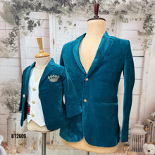 Load image into Gallery viewer, BT2609 - Dad & Son Royal Teal Velvet Matching Blazer Combo (Custom Theme Edition)