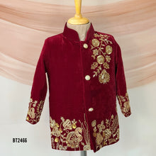 Load image into Gallery viewer, ❤️ BT2466 Regal Maroon Velvet Jodhpuri Suit for Baby Boys