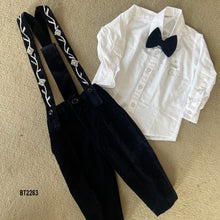 Load image into Gallery viewer, BT2263 🎩✨ Vintage Royalty – Classic Velvet Suspender Suit for Little Gentlemen 🤵💎