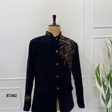 Load image into Gallery viewer, BT2462 Royal Leaf Cascade Embroidered Velvet Jodhpuri for Dad 🌿✨