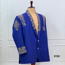 Load image into Gallery viewer, BT2561 Royal Blue Embroidered Velvet Blazer for Dad | Weddings & Family Events