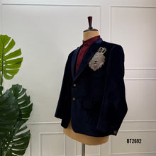 Load image into Gallery viewer, BT2692 Royal Dad & Son Lion Crest Velvet Blazer Combo