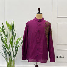 Load image into Gallery viewer, BT2434 Designer Baby Boy Magenta Blazer Set with Royal Hand Embroidery