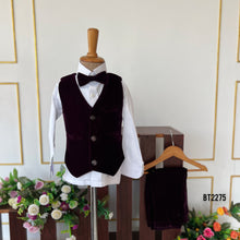 Load image into Gallery viewer, BT2275 Royal Wine Velvet Suit – A Classy Statement for Your Little Gentleman! 🍷✨