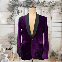 Load image into Gallery viewer, BT2604 – Royal Purple Velvet Party Wear Blazer for Dad