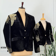 Load image into Gallery viewer, BT2548 Royal Blue Lion Embroidered Designer Coat for Dad (Copy)