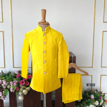 Load image into Gallery viewer, BT2312 🌟 Radiant Royalty: Mustard Yellow Bandhgala for Boys 🌟