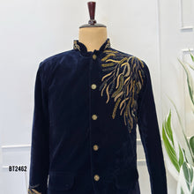 Load image into Gallery viewer, BT2462 Royal Leaf Cascade Embroidered Velvet Jodhpuri for Dad 🌿✨