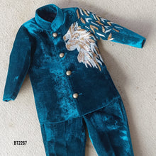 Load image into Gallery viewer, BT2267 The Majestic Teal Velvet Suit – Fierce, Royal & Party-Ready! 👑✨