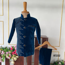 Load image into Gallery viewer, BT2332✨ Midnight Royalty – Blue Velvet Sherwani for Boys ✨