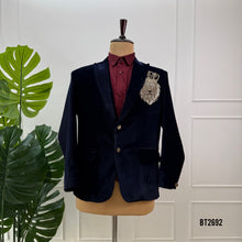 Load image into Gallery viewer, BT2692 Royal Dad & Son Lion Crest Velvet Blazer Combo