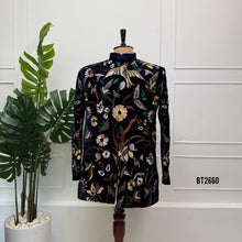 Load image into Gallery viewer, BT2660 Midnight Black Botanical Designer Sherwani for Dad