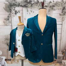 Load image into Gallery viewer, BT2609 - Dad & Son Royal Teal Velvet Matching Blazer Combo (Custom Theme Edition)