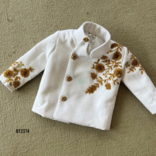 Load image into Gallery viewer, BT2374 White Baby Boy Embroidered Blazer with Golden Floral Work – Premium Party & Wedding Outfit