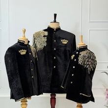 Load image into Gallery viewer, BT2556 Royal Black Velvet Lion Family Combo (Dad & Sons)