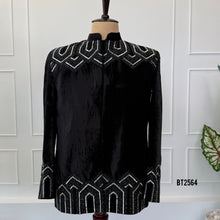 Load image into Gallery viewer, BT2564 Black Velvet Royal Geometric Sherwani