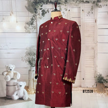 Load image into Gallery viewer, BT2539 Maroon Classic Heritage Sherwani for Dad – Timeless Royal Elegance