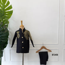 Load image into Gallery viewer, BT2459 Royal Lion Theme Embroidered Black Baby Boy Jodhpuri 🦁✨