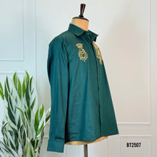 Load image into Gallery viewer, BT2503 Emerald Green Family Combo Outfit | Dad, Mom & Baby Matching Party Wear Set