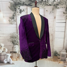Load image into Gallery viewer, BT2604 – Royal Purple Velvet Party Wear Blazer for Dad