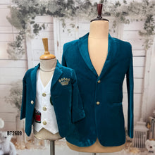 Load image into Gallery viewer, BT2609 - Dad & Son Royal Teal Velvet Matching Blazer Combo (Custom Theme Edition)