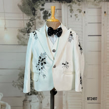 Load image into Gallery viewer, BT2497 White Embroidered Dad-Son Combo Blazer Set | Royal Family Party Wear Outfit