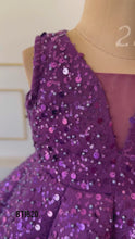 Load and play video in Gallery viewer, BT1820 Sequin Splendor: Majestic Purple Butterfly Princess Gown
