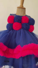 Load and play video in Gallery viewer, BT1786 Enchanted Evening - Navy &amp; Fuchsia Baby Party Dress
