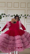 Load and play video in Gallery viewer, BT1584 Crimson Cheer Festive Frock
