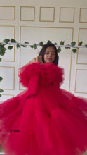 Load and play video in Gallery viewer, BT1585 Crimson Ruffle Delight Dress for Joyful Celebrations
