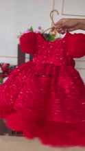 Load and play video in Gallery viewer, BT1484 Ruby Radiance - Chic Red Blossom Dress for Joyous Celebrations
