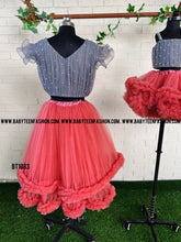 Load image into Gallery viewer, BT1083 Mom Skirt and Crop Top WIth Pearl Intrications