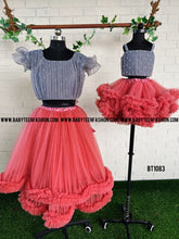 Load image into Gallery viewer, BT1083 Mom Skirt and Crop Top WIth Pearl Intrications