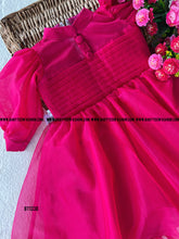 Load image into Gallery viewer, BT1338 Pink Organza Balloon Sleeve Frock
