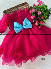 Load image into Gallery viewer, BT1338 Pink Organza Balloon Sleeve Frock