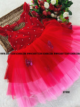 Load image into Gallery viewer, BT1090 Crimson Charm Baby’s Bedazzled Red Dress