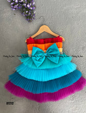 Load image into Gallery viewer, BT212 Sunset Cascade: Vibrant Ruffle Dress