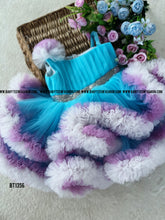 Load image into Gallery viewer, BT1356 Azure Blossom Festive Frock - Blooms of Elegance for Your Little One
