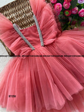 Load image into Gallery viewer, BT1358 Coral Enchantment Flair Dress - A Whirl of Delight for Tiny Dancers