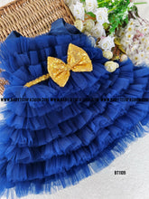 Load image into Gallery viewer, BT1109 Midnight Blue Sparkle Dress – Dazzle at Every Party