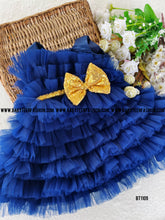 Load image into Gallery viewer, BT1109 Midnight Blue Sparkle Dress – Dazzle at Every Party