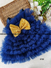 Load image into Gallery viewer, BT1109 Midnight Blue Sparkle Dress – Dazzle at Every Party