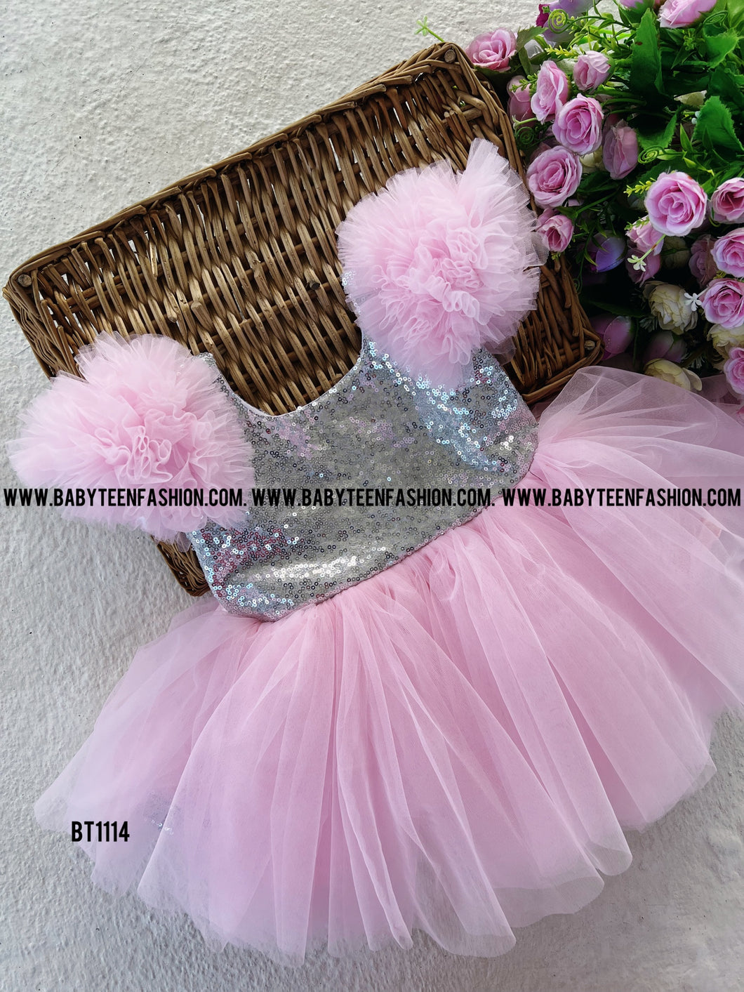 BT1114 Pink Blossom Glitter Gown – A Touch of Sparkle for Your Sweetheart