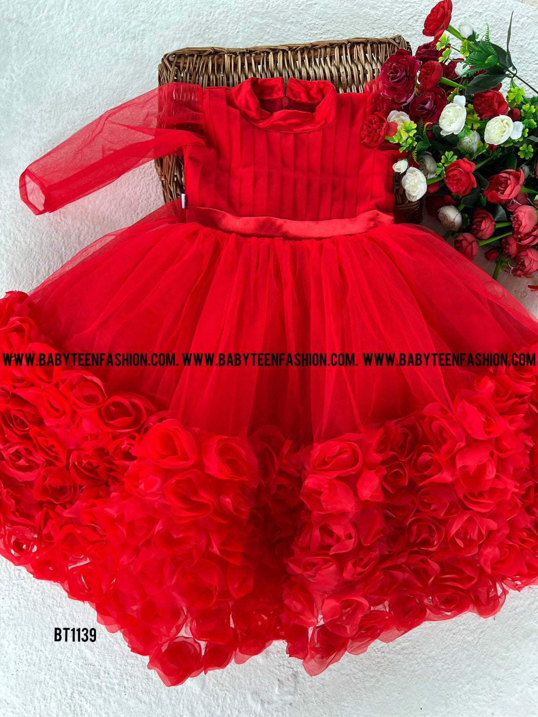 BT1139 Scarlet Blossom Festive Dress  Embrace the Joy