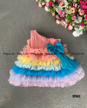 Load image into Gallery viewer, BT606 Rainbow Ruffle Elegance: A Cascading Dream Dress for Little Darlings