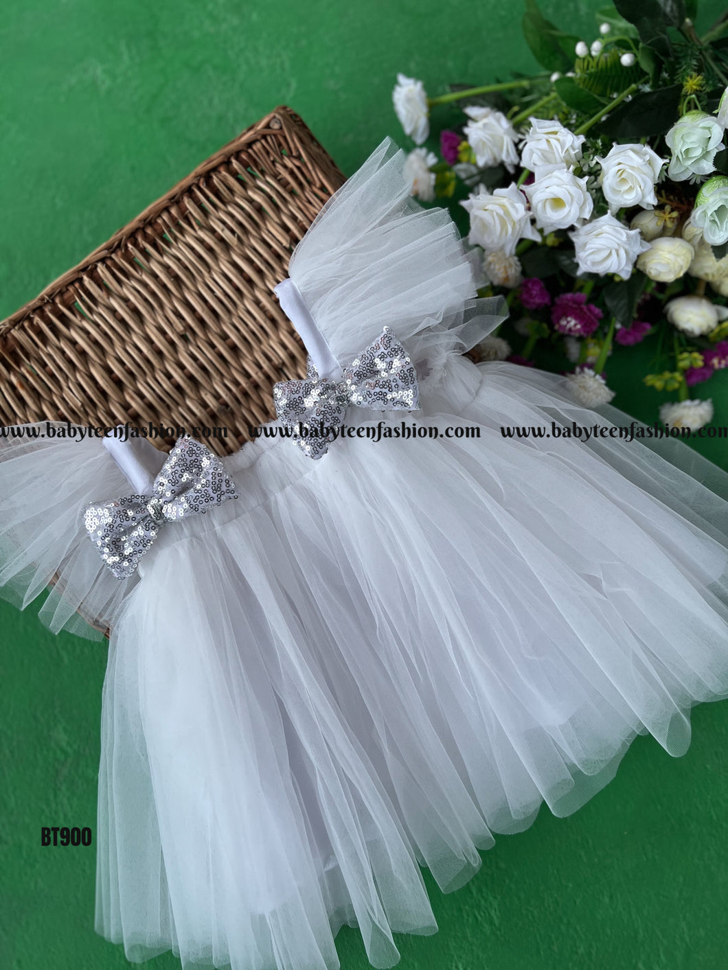 BT900 Silver Sequin Angel Wings Dress - Elevate Her Celebration