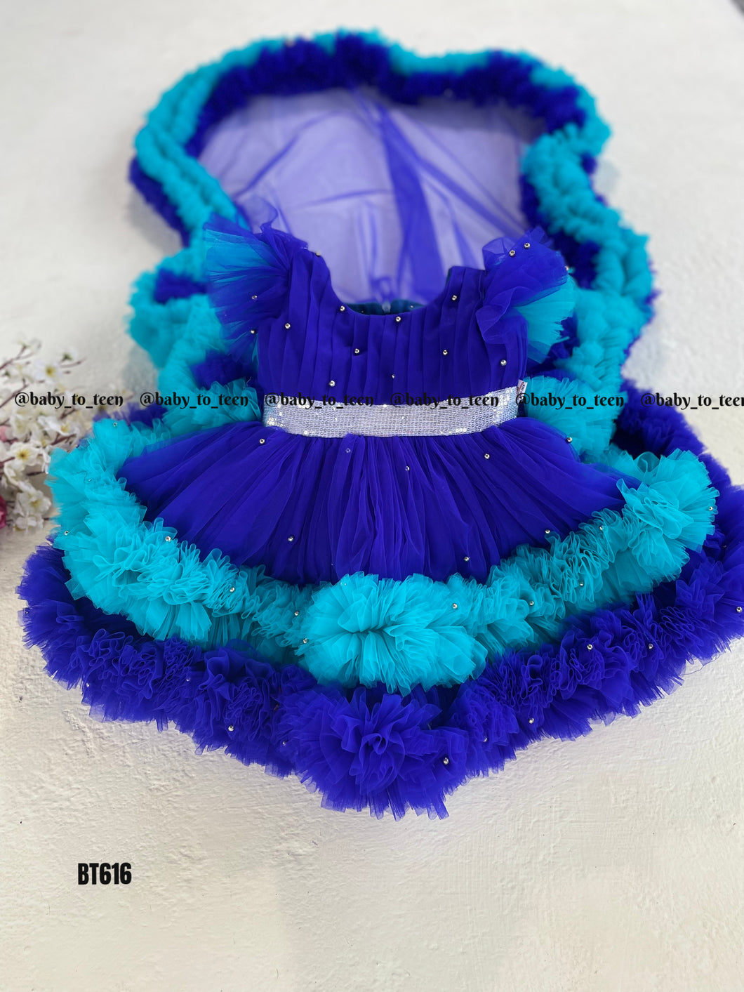 BT616 Enchanted Sapphire Ruffle Dress – A Majestic Spin on Fun