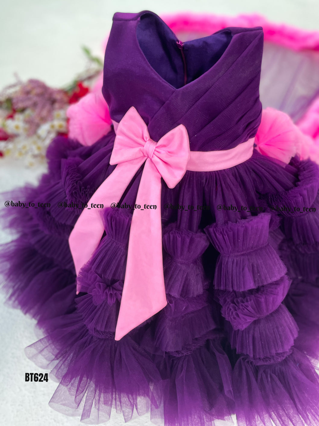 BT624 Plum Princess Party Dress – A Touch of Elegance for Your Little Gem